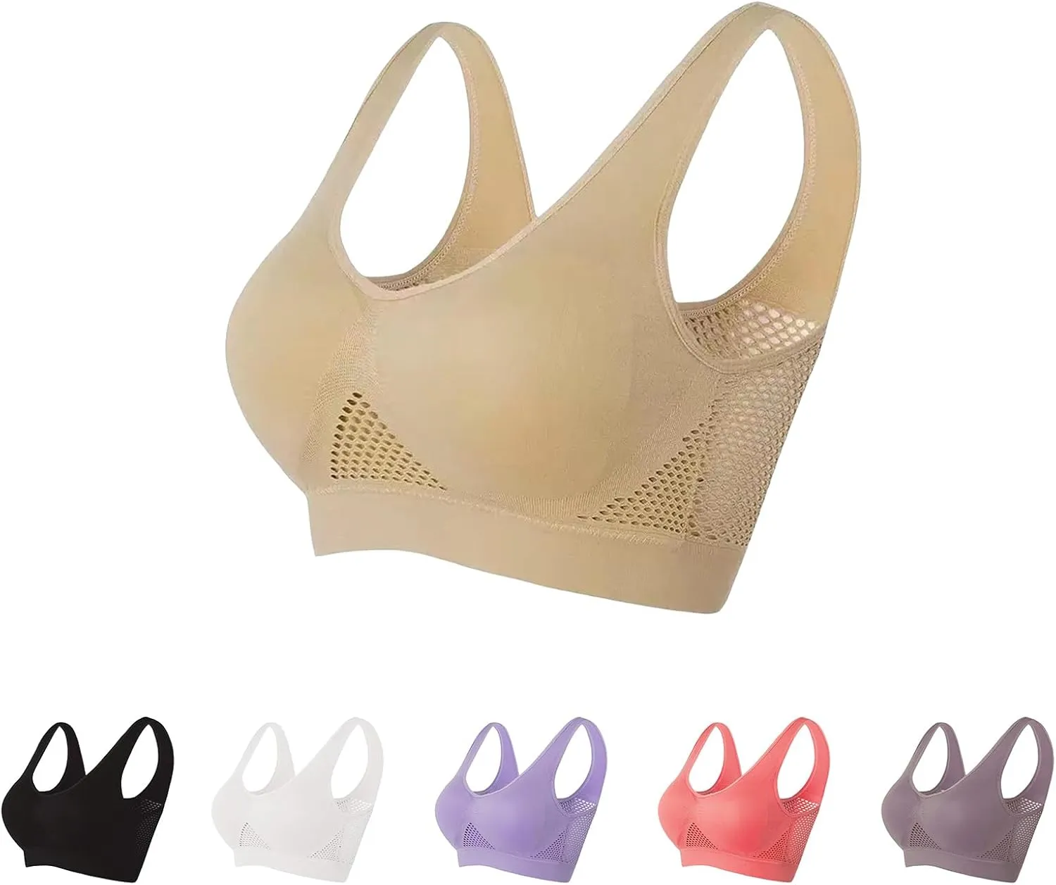Sports Bras for Women Breathable No Underwire Bra Comfortable Full Support Bras Plus Size Workout Liftup Air Bra