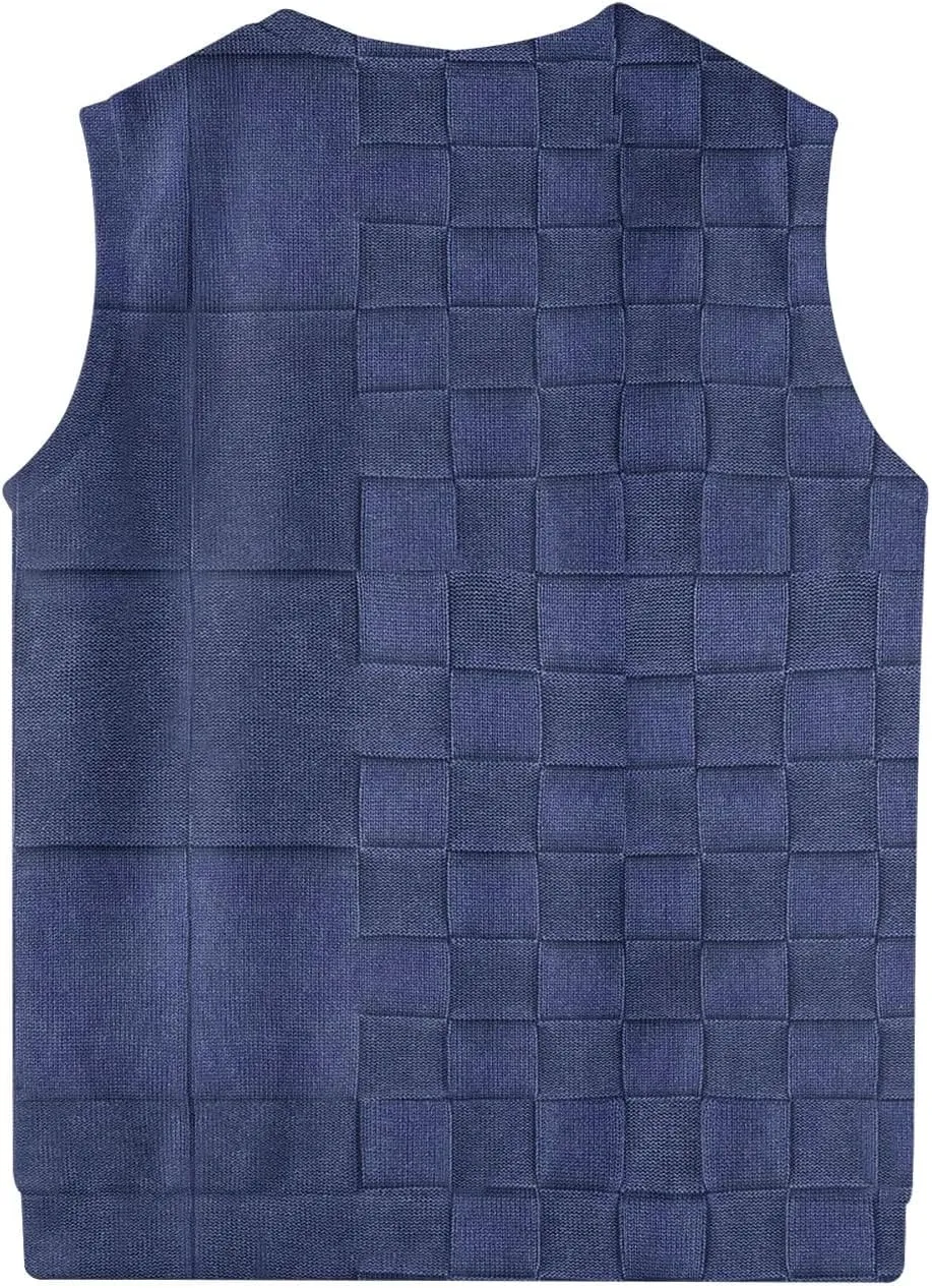 Sweater Vest Men's Sleeveless Vest Lightweight V-Neck Slim Fit Cable Knit Vest Pullover