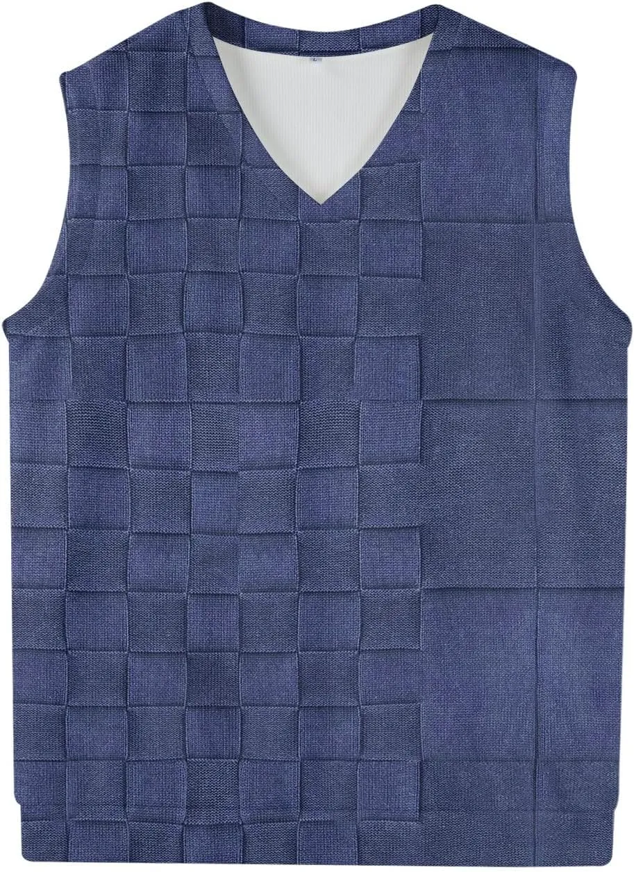 Sweater Vest Men's Sleeveless Vest Lightweight V-Neck Slim Fit Cable Knit Vest Pullover