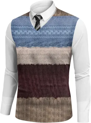 Sweater Vest Men's Sleeveless Vest Lightweight V-Neck Slim Fit Cable Knit Vest Pullover