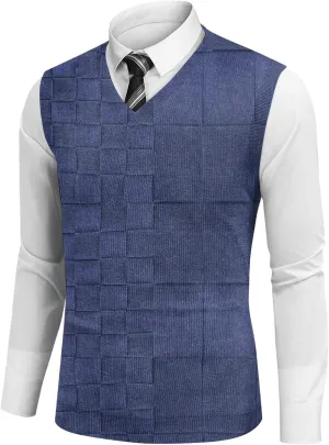 Sweater Vest Men's Sleeveless Vest Lightweight V-Neck Slim Fit Cable Knit Vest Pullover