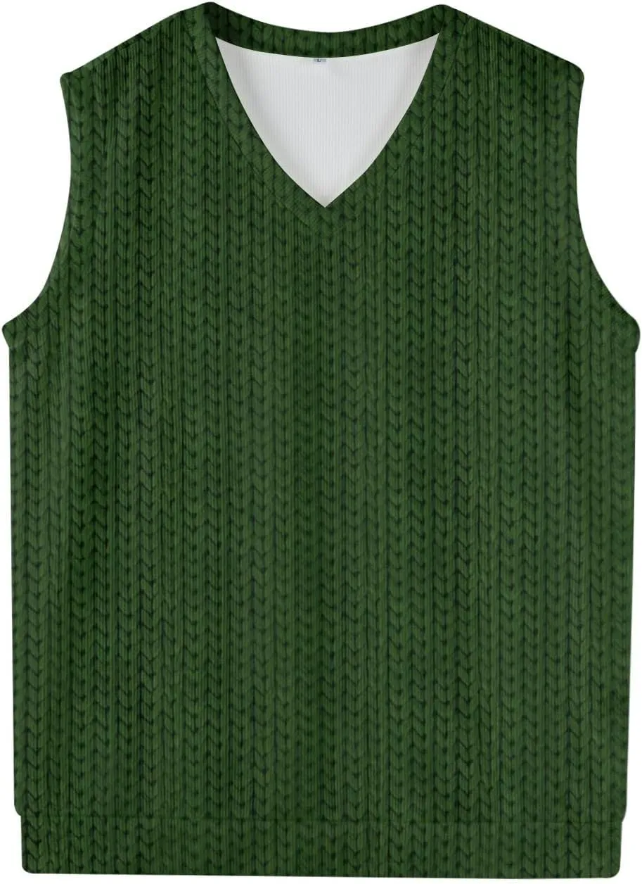 Sweater Vest Men's Sleeveless Vest Lightweight V-Neck Slim Fit Cable Knit Vest Pullover