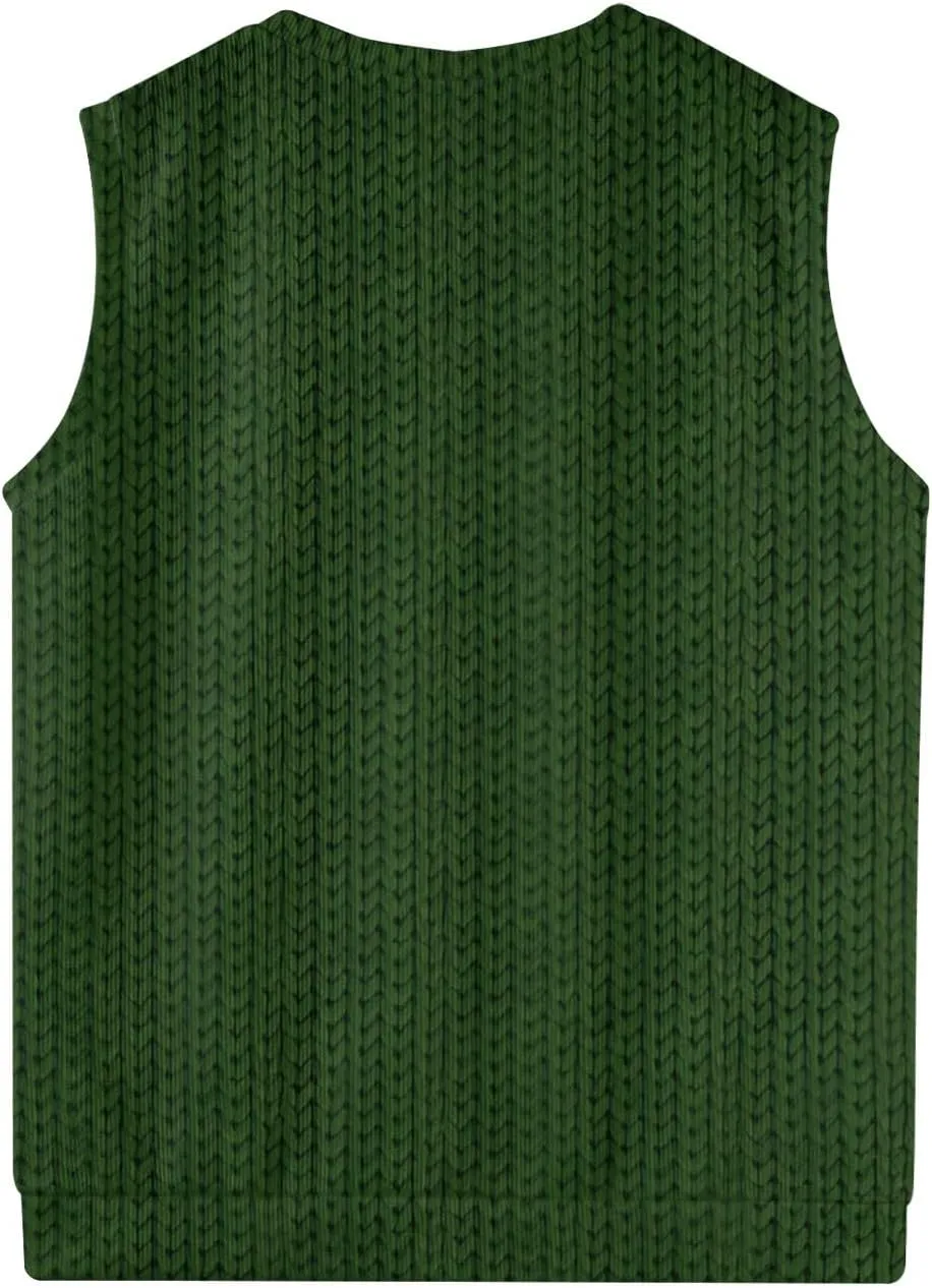 Sweater Vest Men's Sleeveless Vest Lightweight V-Neck Slim Fit Cable Knit Vest Pullover