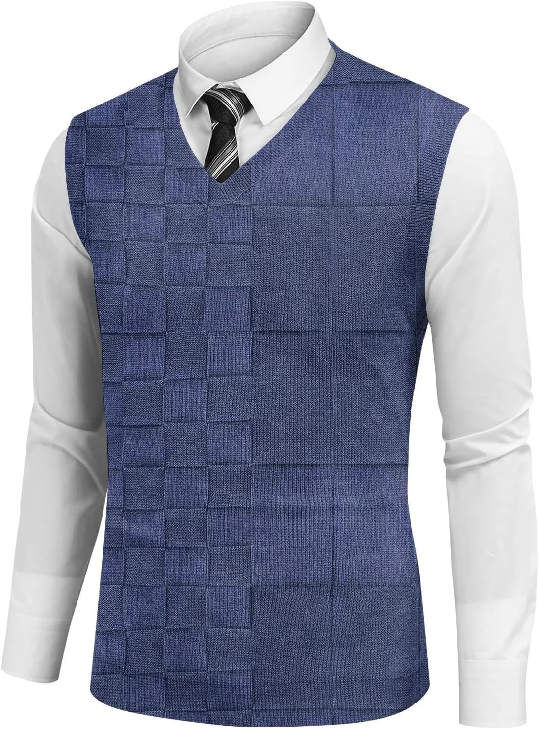 Sweater Vest Men's Sleeveless Vest Lightweight V-Neck Slim Fit Cable Knit Vest Pullover