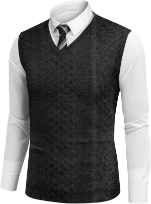 Sweater Vest Men's Sleeveless Vest Lightweight V-Neck Slim Fit Cable Knit Vest Pullover
