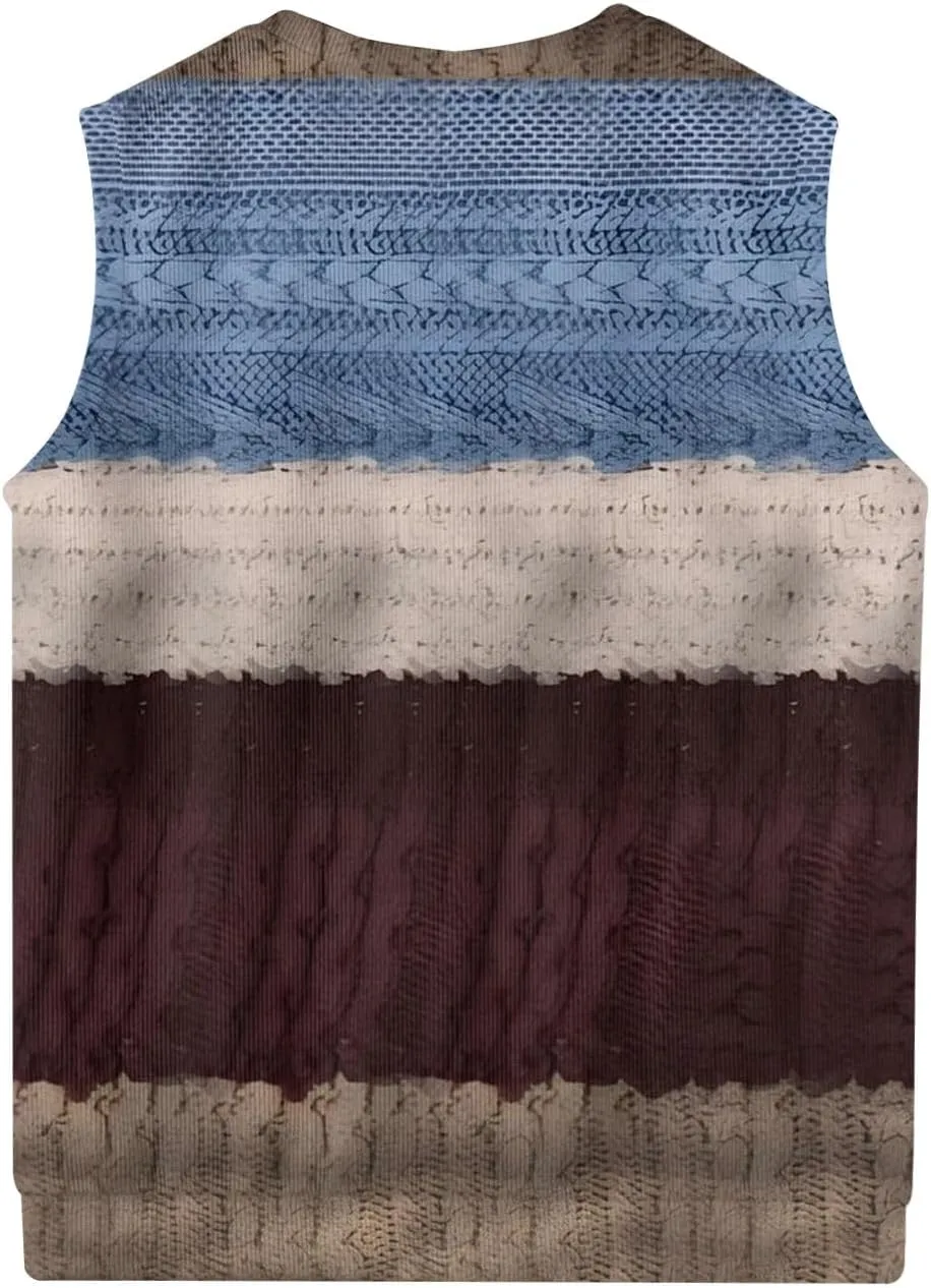 Sweater Vest Men's Sleeveless Vest Lightweight V-Neck Slim Fit Cable Knit Vest Pullover
