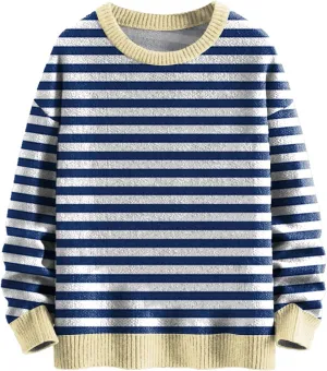 Sweaters for Women Crewneck Sweater Striped Shirt Long Sleeve Pullover Sweatshirt Knit Cardigan Fall Casual Top