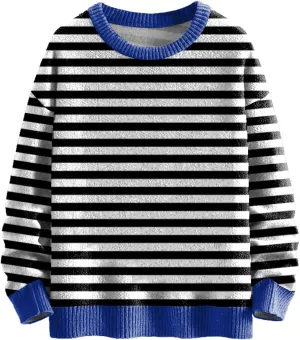 Sweaters for Women Crewneck Sweater Striped Shirt Long Sleeve Pullover Sweatshirt Knit Cardigan Fall Casual Top