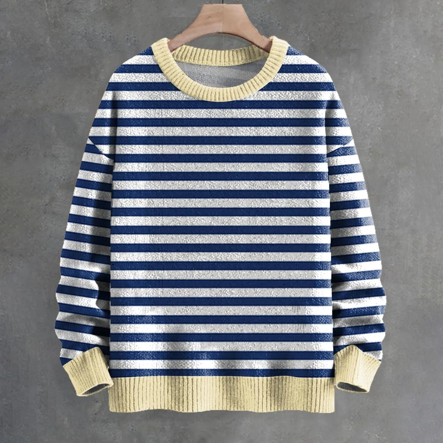 Sweaters for Women Crewneck Sweater Striped Shirt Long Sleeve Pullover Sweatshirt Knit Cardigan Fall Casual Top