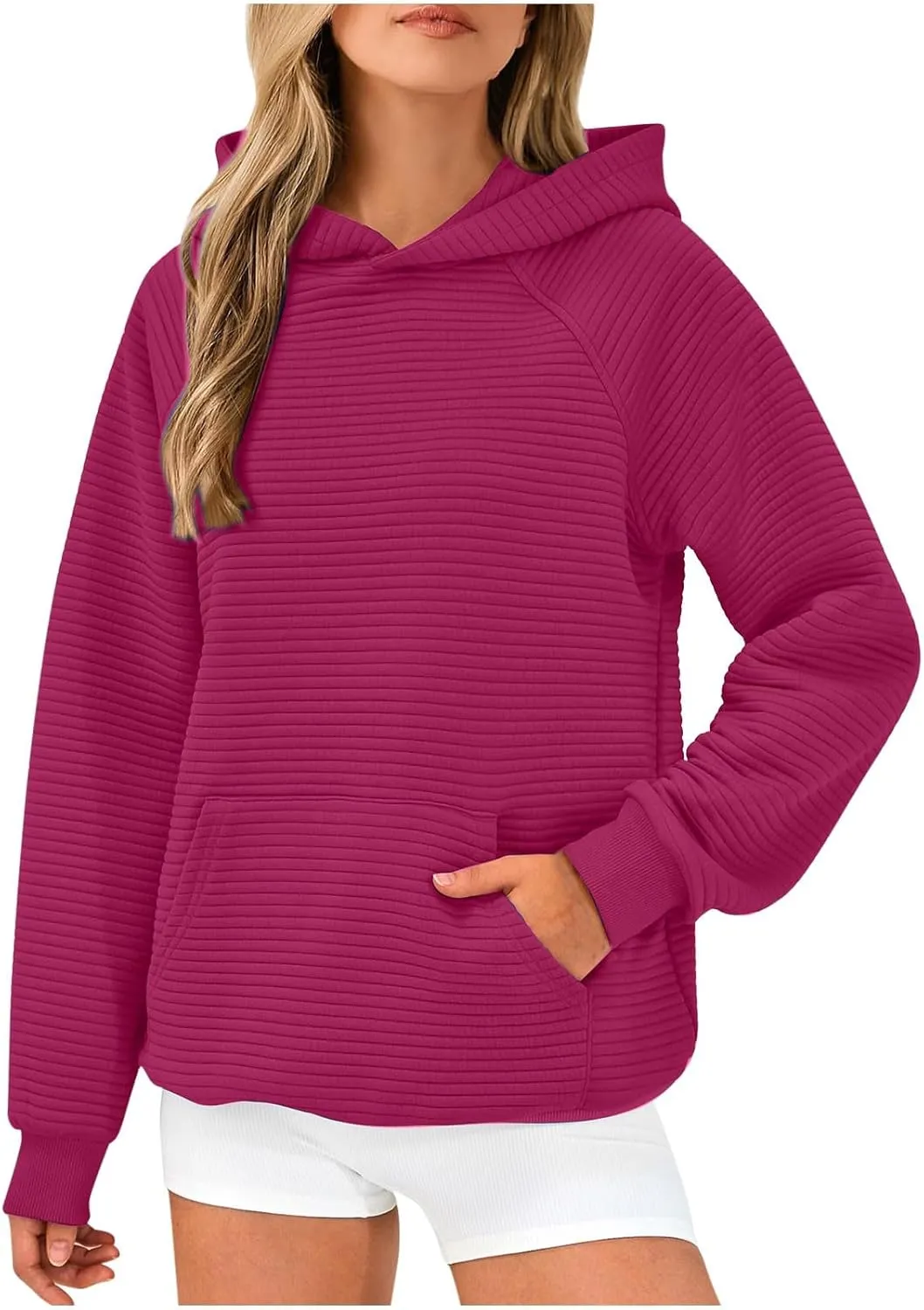 Sweatshirt for Women Long Sleeve Casual Loose Sweater Trendy Fleece Pullover Top with Pocket 2024 Fall Clothes