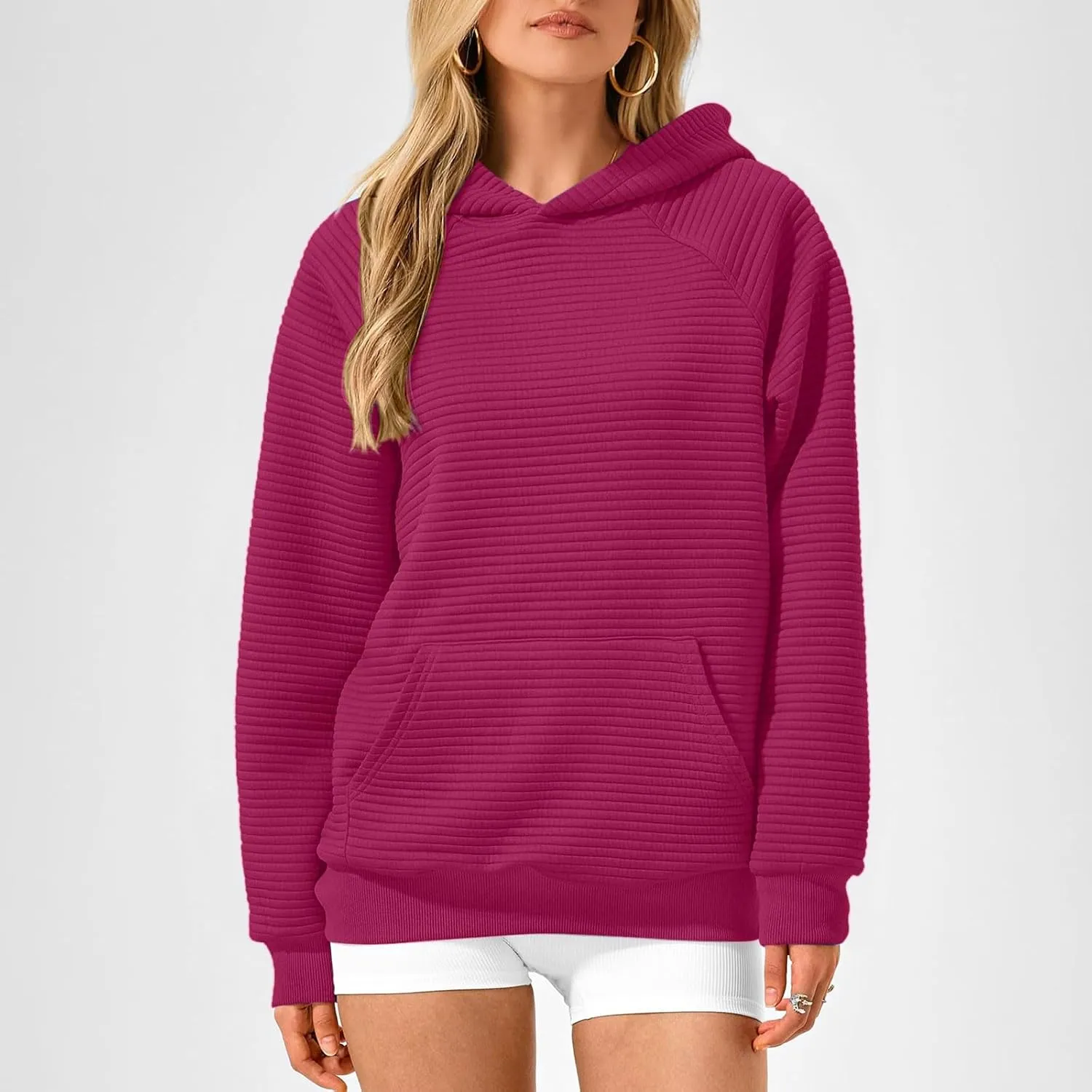Sweatshirt for Women Long Sleeve Casual Loose Sweater Trendy Fleece Pullover Top with Pocket 2024 Fall Clothes