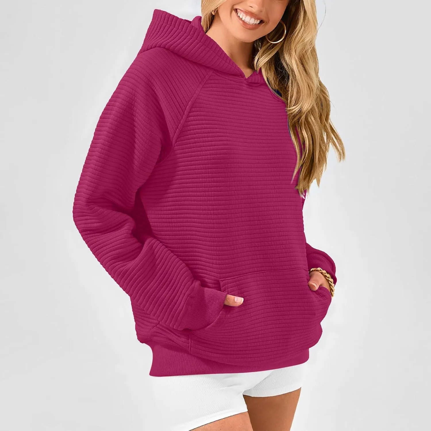 Sweatshirt for Women Long Sleeve Casual Loose Sweater Trendy Fleece Pullover Top with Pocket 2024 Fall Clothes