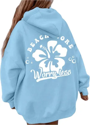 SweatyRocks Girl's Floral Graphic Hoodies Long Sleeve Oversized Sweatshirt with Pocket