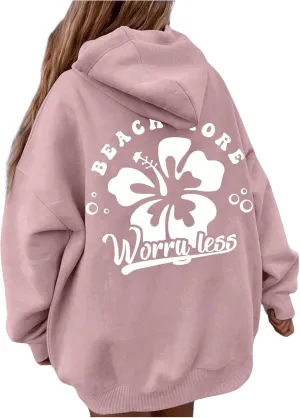 SweatyRocks Girl's Floral Graphic Hoodies Long Sleeve Oversized Sweatshirt with Pocket