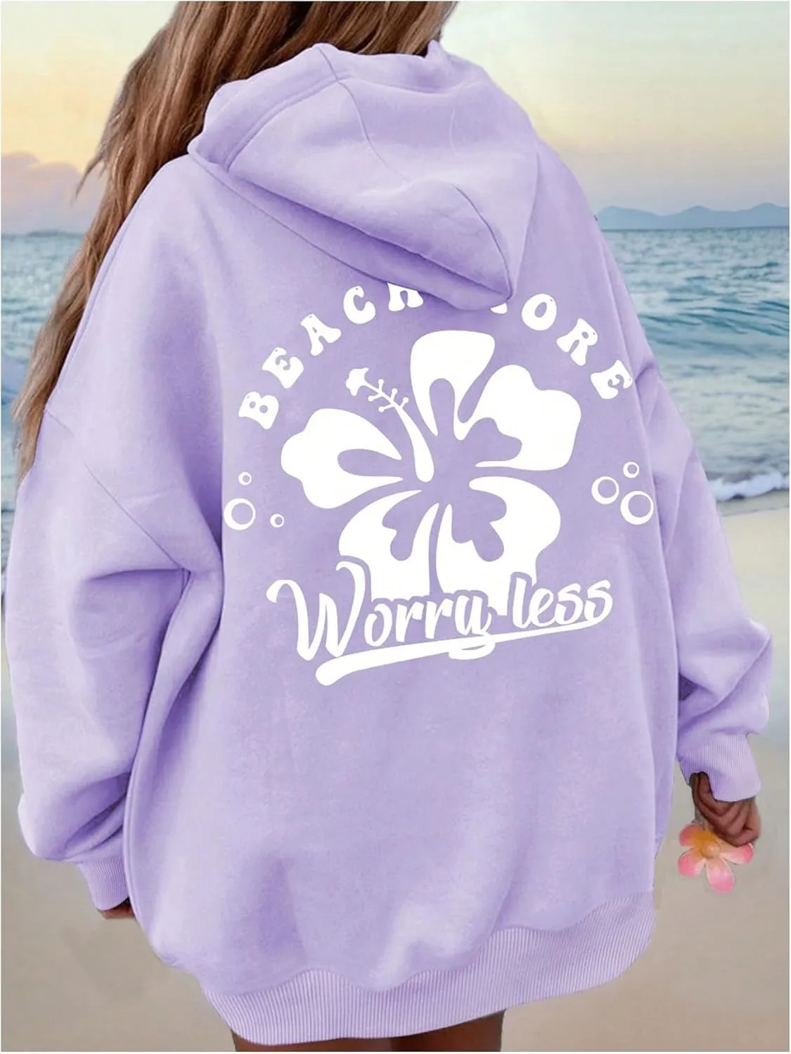 SweatyRocks Girl's Floral Graphic Hoodies Long Sleeve Oversized Sweatshirt with Pocket