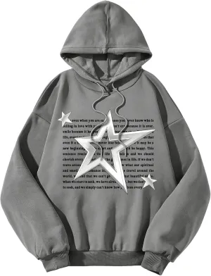 SweatyRocks Women's Y2K Hoodie Oversized Long Sleeve Letter Graphic Hoodies Sweatshirt Pullover Tops