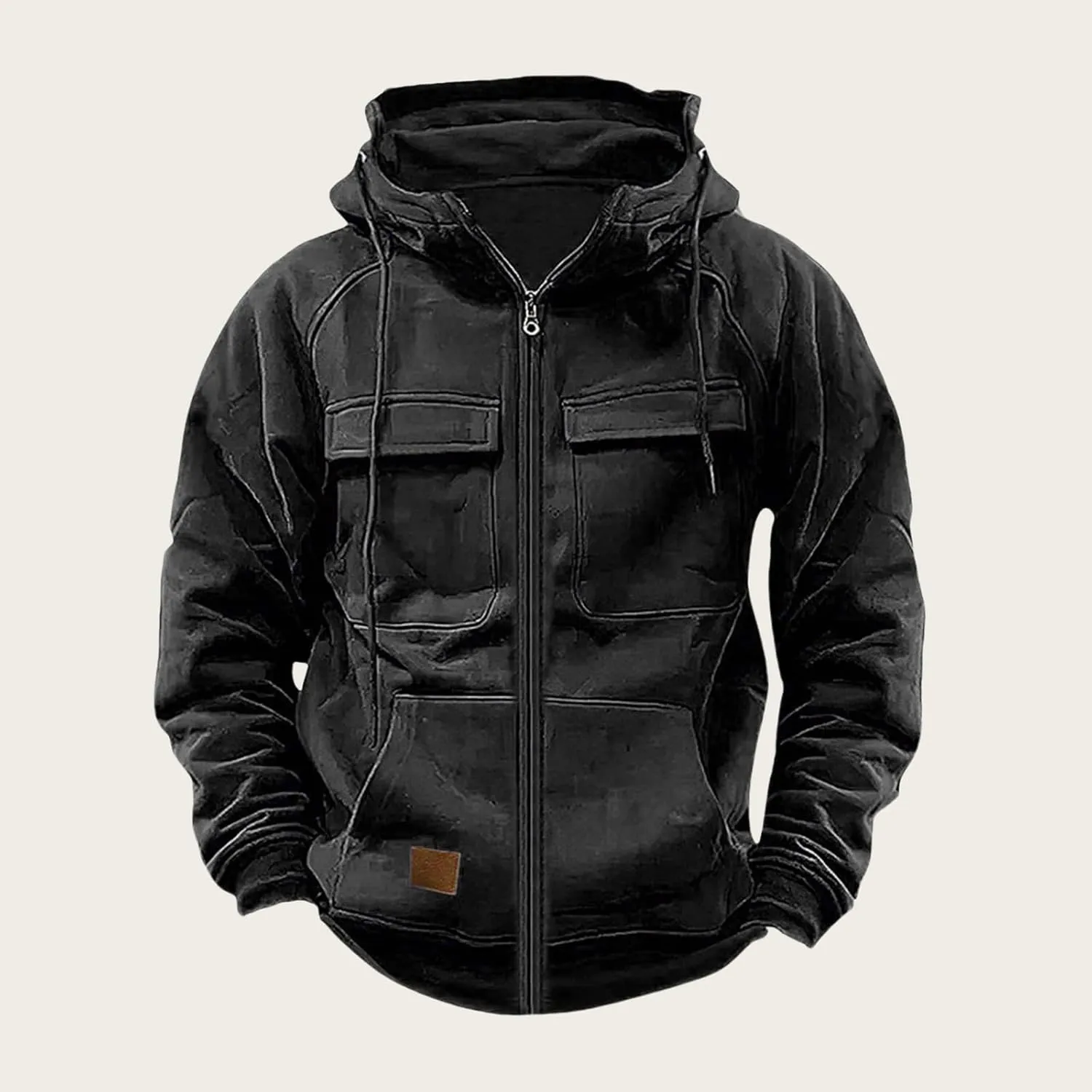 Tactical Sweatshirts Men Hoodies Full Zip Long Sleeve Workout Cargo Pullover Sport Outdoor Winter Jacket with Pocket