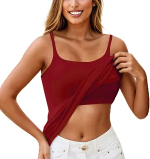 Tank Tops for Women Built in Bra Adjustable Spaghetti Strap Workout Yoga Shirts Basic Tank Tops Layer Padded Bra