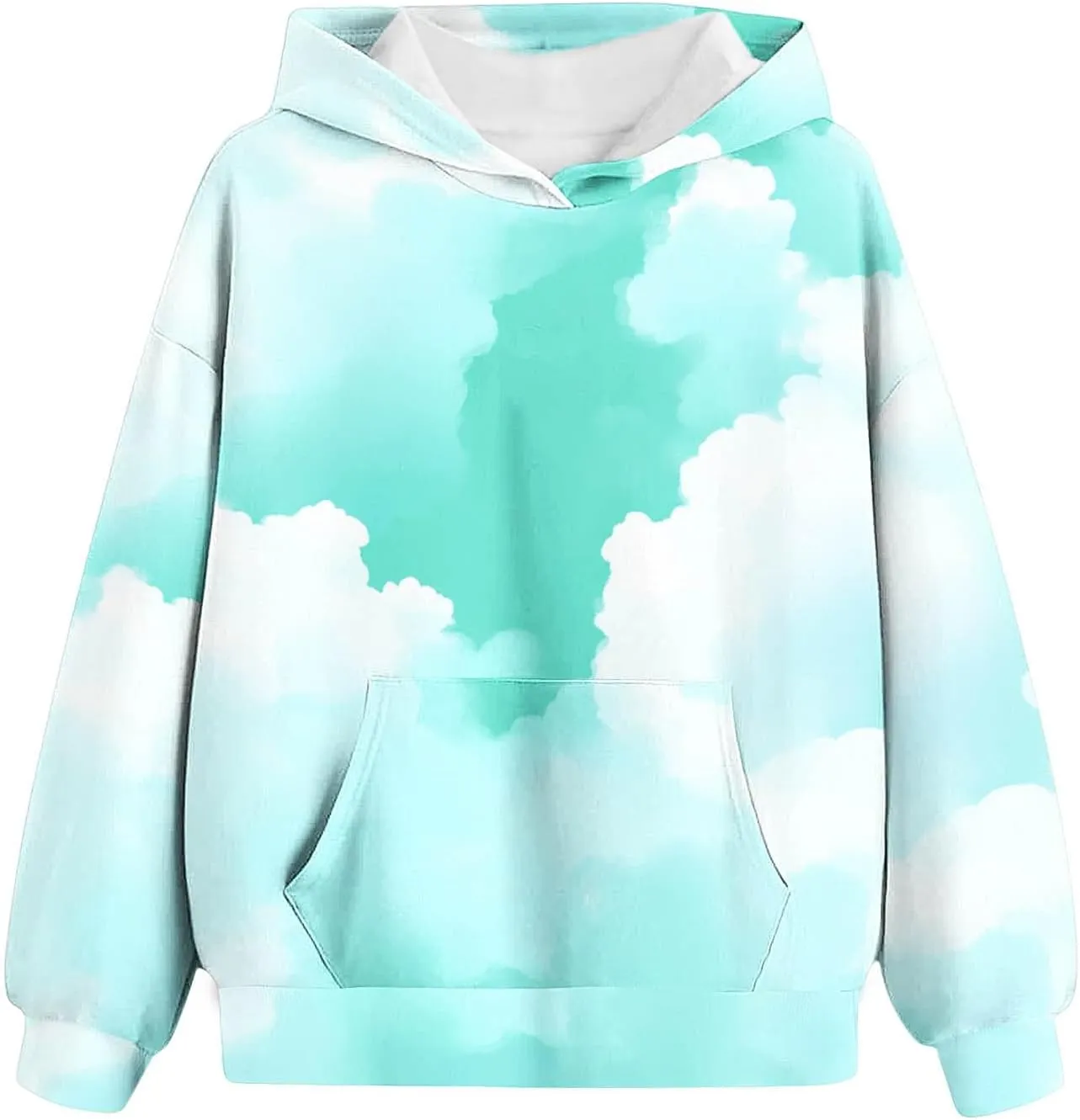 Tie Dye Oversized Hoodies for Women Trendy Casual Long Sleeve Hooded Pullover Tops Preppy Sweatshirts with Pocket