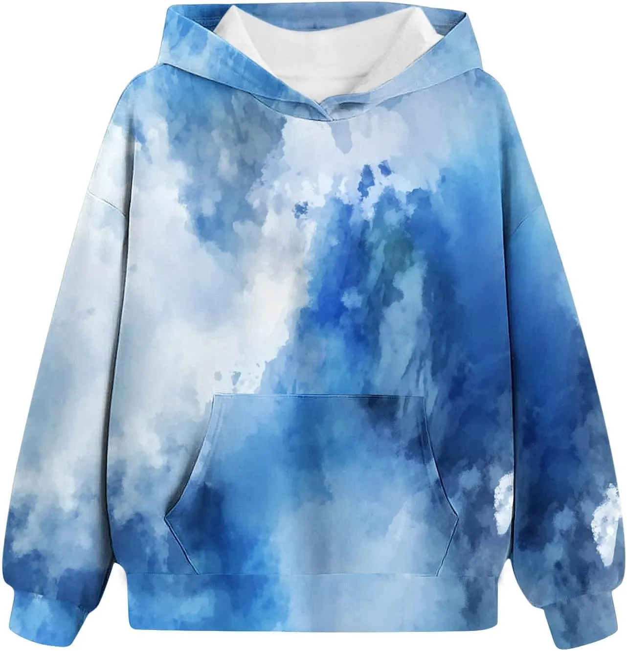 Tie Dye Oversized Hoodies for Women Trendy Casual Long Sleeve Hooded Pullover Tops Preppy Sweatshirts with Pocket