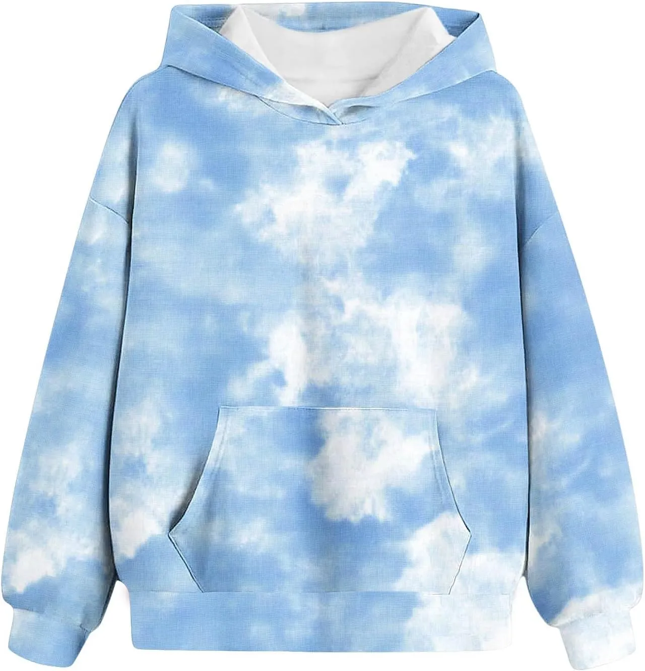 Tie Dye Oversized Hoodies for Women Trendy Casual Long Sleeve Hooded Pullover Tops Preppy Sweatshirts with Pocket