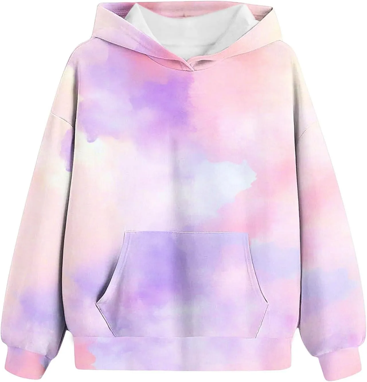 Tie Dye Oversized Hoodies for Women Trendy Casual Long Sleeve Hooded Pullover Tops Preppy Sweatshirts with Pocket
