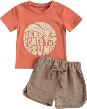 Toddler Baby Boy Summer Clothes Casual Sun Short Sleeve T Shirt Top and Shorts Bottoms Set 6 12 18 24M 2T 3T 4T
