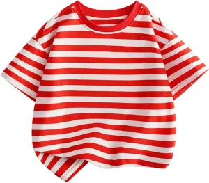 Toddler Baby Infant Cotton Soft T Shirt Striped Loose Soft Oversized Tees Tops Newborn Summer Casual Funny Comfy Shirt