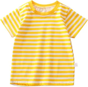 Toddler Boys Girls Striped T Shirts Short Sleeve Cotton Tops for Kids Crewneck Color Block Loose Fit Boys' Clothing Sets