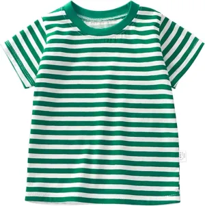 Toddler Boys Girls Striped T Shirts Short Sleeve Cotton Tops for Kids Crewneck Color Block Loose Fit Boys' Clothing Sets