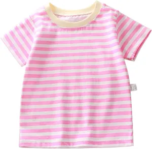 Toddler Boys Girls Striped T Shirts Short Sleeve Cotton Tops for Kids Crewneck Color Block Loose Fit Boys' Clothing Sets