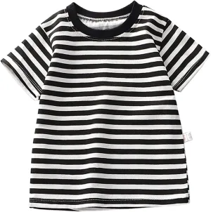 Toddler Boys Girls Striped T Shirts Short Sleeve Cotton Tops for Kids Crewneck Color Block Loose Fit Boys' Clothing Sets