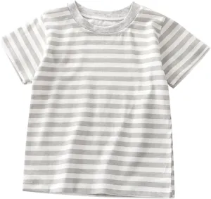 Toddler Boys Girls Striped T Shirts Short Sleeve Cotton Tops for Kids Crewneck Color Block Loose Fit Boys' Clothing Sets