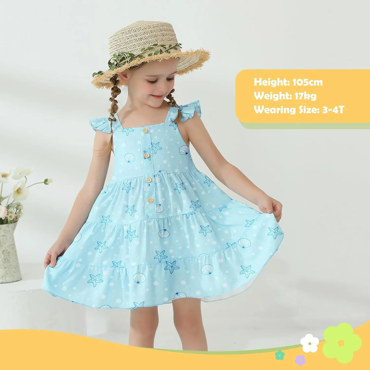 Toddler Girl Dress Summer Baby Girls Dresses 2025 Fly Sleeve Casual Floral Princess Toddler Dresses