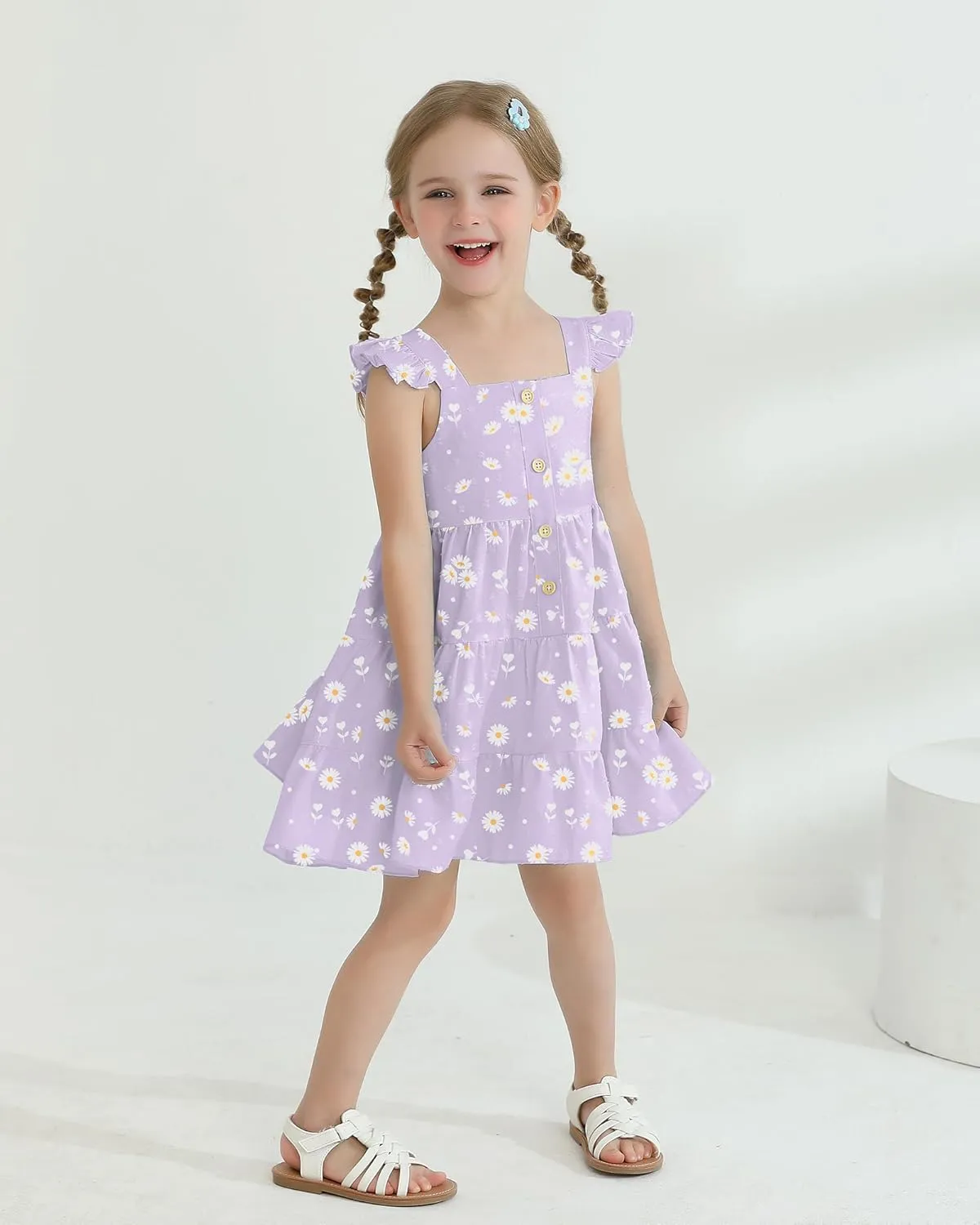 Toddler Girl Dress Summer Baby Girls Dresses 2025 Fly Sleeve Casual Floral Princess Toddler Dresses