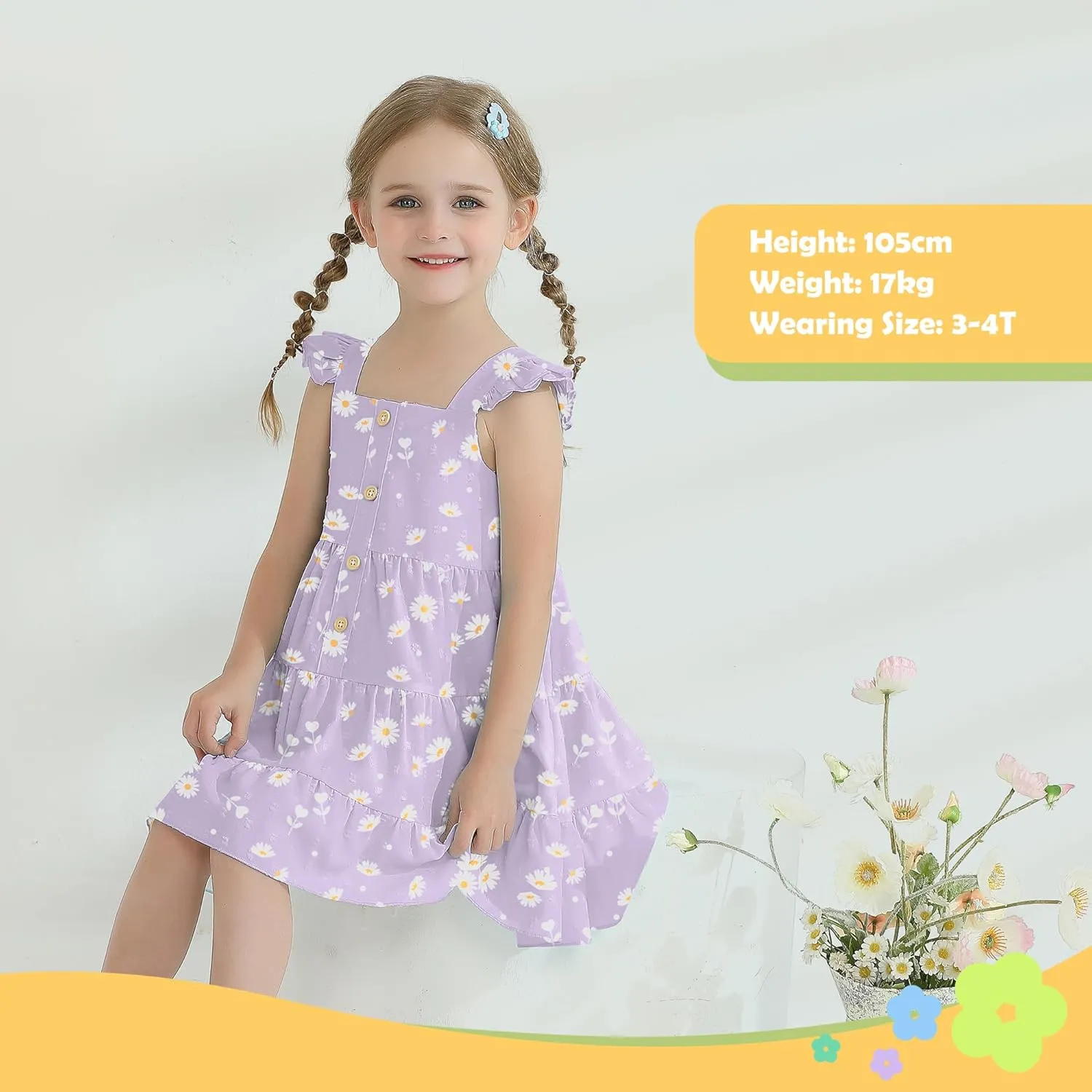 Toddler Girl Dress Summer Baby Girls Dresses 2025 Fly Sleeve Casual Floral Princess Toddler Dresses