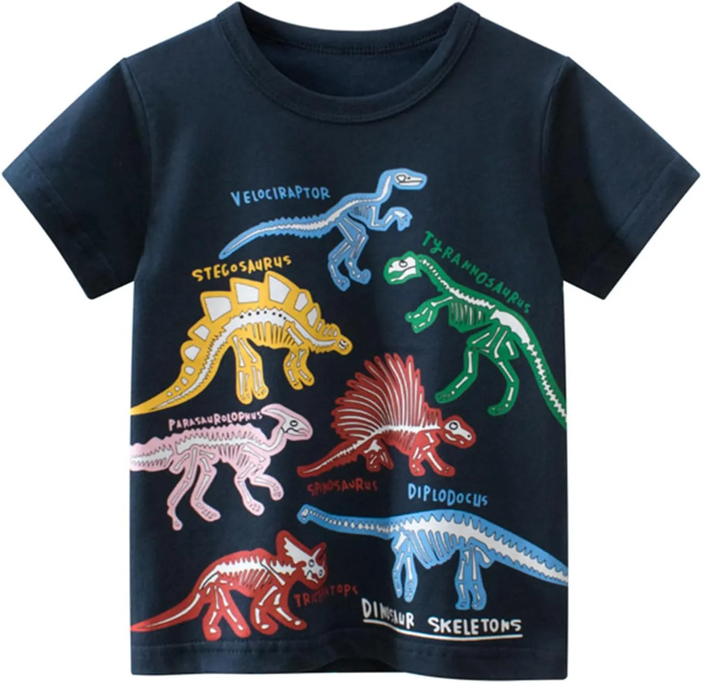 Toddler Little Boys T Shirts 2 Pack Short Sleeve Crewneck Top Tee Dinosaur Car Shark Shirts for 2-7 Years