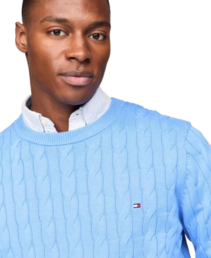 Tommy Hilfiger Men's Cable Knit Crewneck Sweater Lightweight Pullover