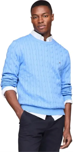 Tommy Hilfiger Men's Cable Knit Crewneck Sweater Lightweight Pullover