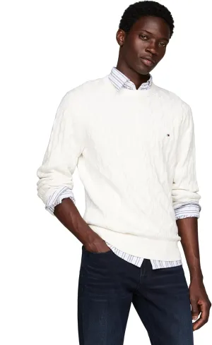 Tommy Hilfiger Men's Cable Knit Crewneck Sweater Lightweight Pullover
