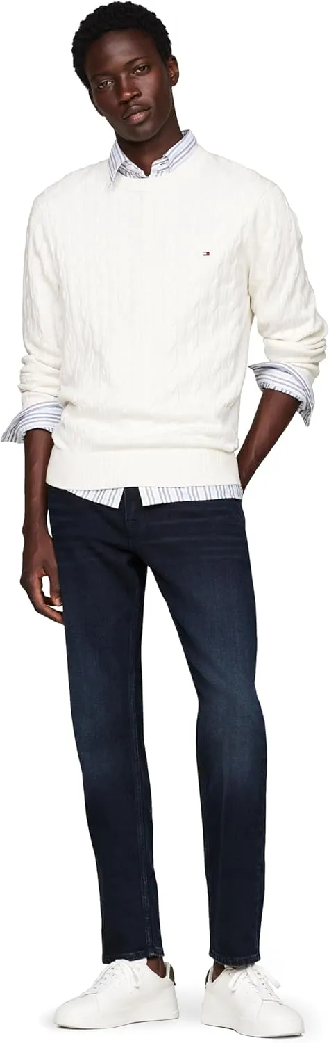 Tommy Hilfiger Men's Cable Knit Crewneck Sweater Lightweight Pullover