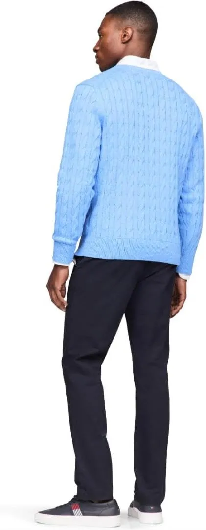 Tommy Hilfiger Men's Cable Knit Crewneck Sweater Lightweight Pullover