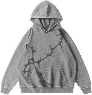 Unisex Y2K Graphic Hoodies Mens Oversized Vintage Hoodies Acid Washed Sweatshirt Casual Streetwear