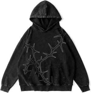 Unisex Y2K Graphic Hoodies Mens Oversized Vintage Hoodies Acid Washed Sweatshirt Casual Streetwear