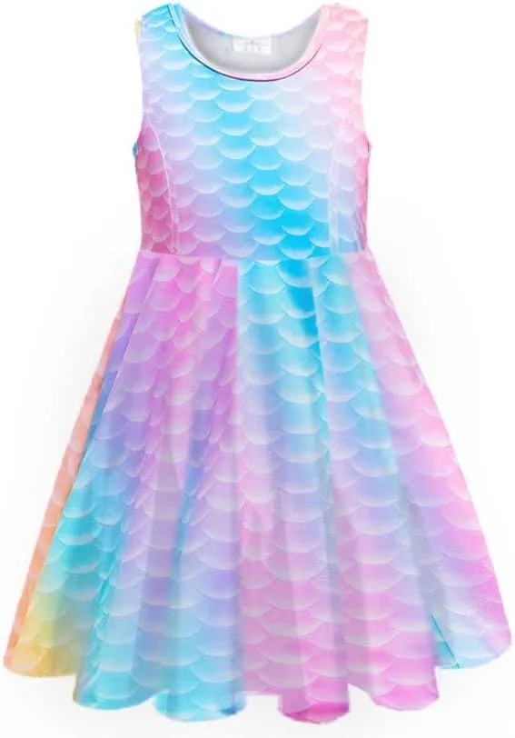VIKITA Girls Dresses Sleeveless Summer Girls Clothes Sundress for Kids 2-12 Years