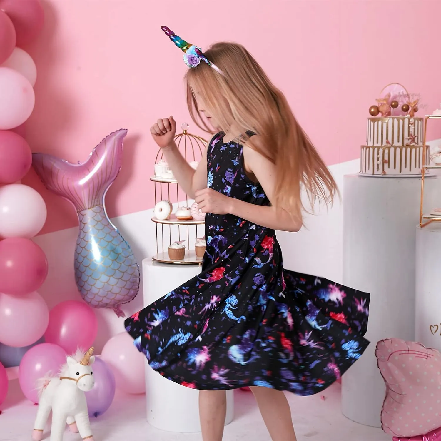 VIKITA Girls Dresses Sleeveless Summer Girls Clothes Sundress for Kids 2-12 Years