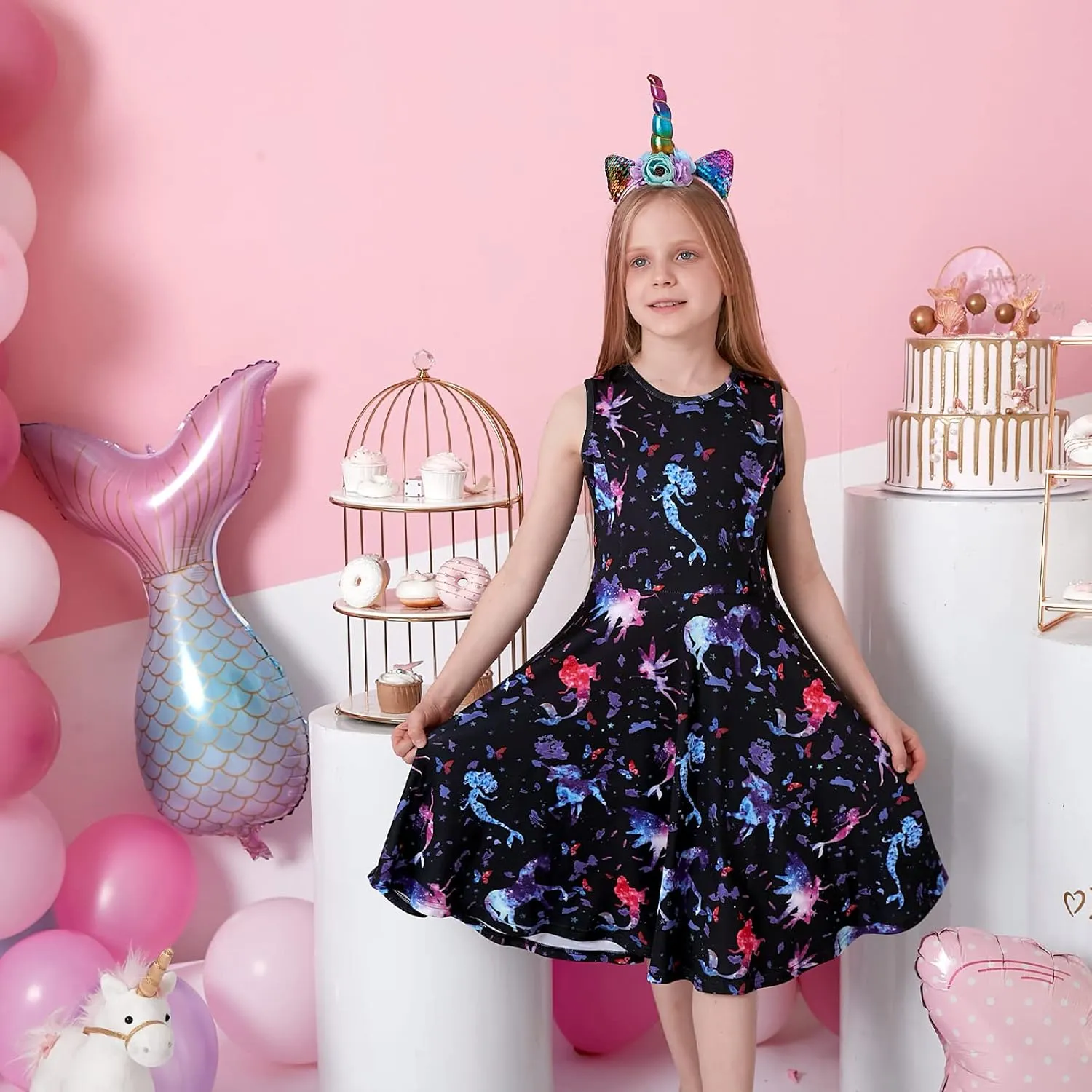 VIKITA Girls Dresses Sleeveless Summer Girls Clothes Sundress for Kids 2-12 Years