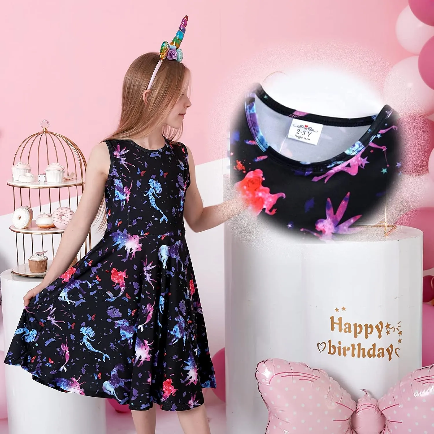 VIKITA Girls Dresses Sleeveless Summer Girls Clothes Sundress for Kids 2-12 Years