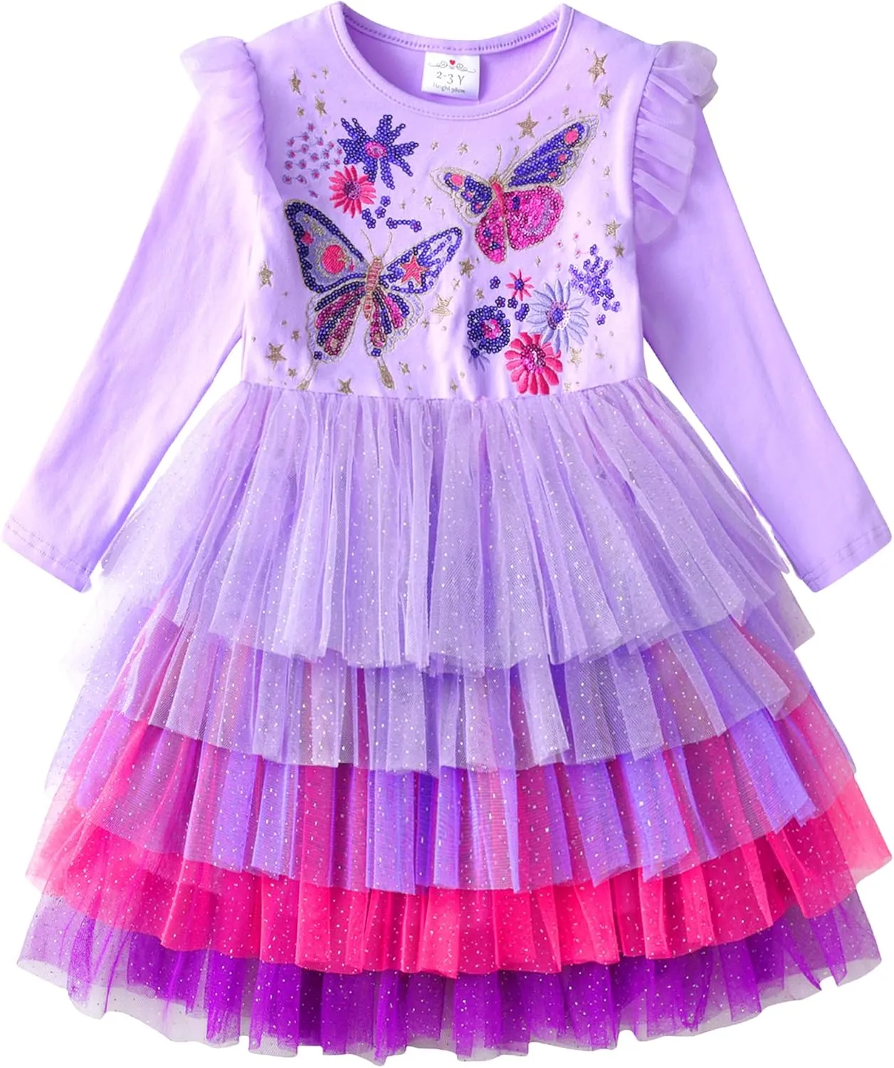VIKITA Girls Dresses Winter Long Sleeve Birthday Party Tutu Dresses for Girls 3-12 Years