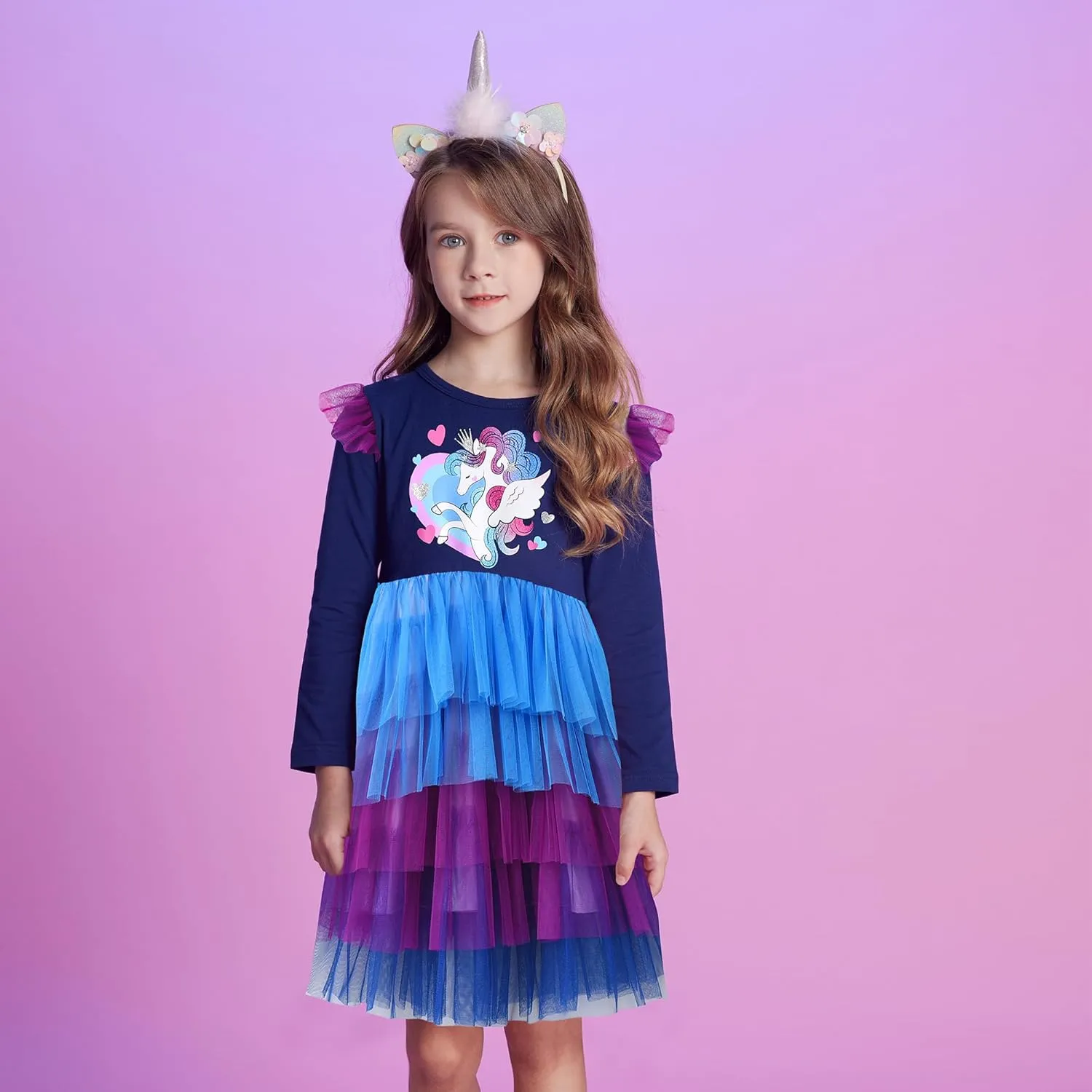 VIKITA Girls Dresses Winter Long Sleeve Birthday Party Tutu Dresses for Girls 3-12 Years